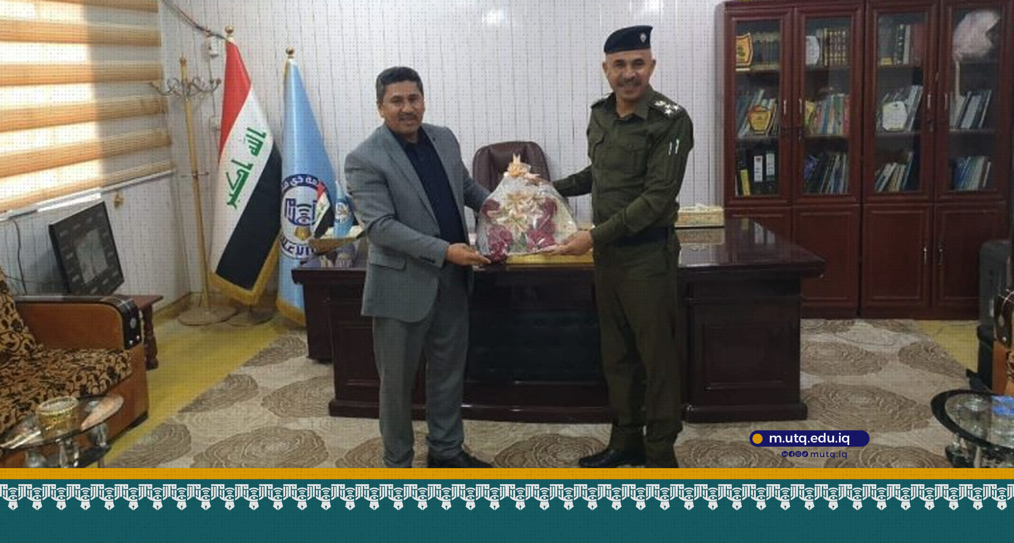 مدير الجريمة البيئية يزور كلية الاعلام ويهنئ عميدها