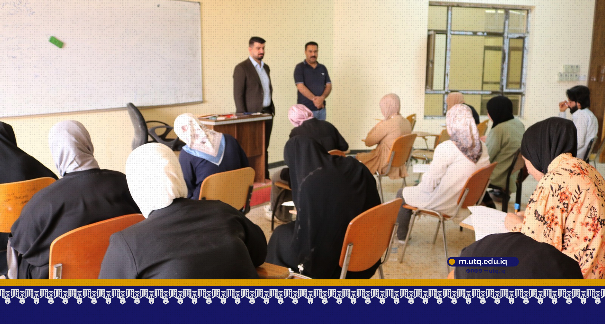 بالصور : طلبة كلية الإعلام  بجامعة ذي قار  وباقسامها الثلاثة يؤدون امتحانات الفصل الثاني